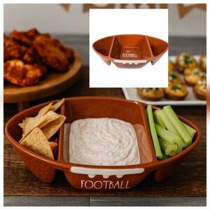 RAE DUNN •Superbowl PARTY Time • Football • Divided Snack Tray Dish